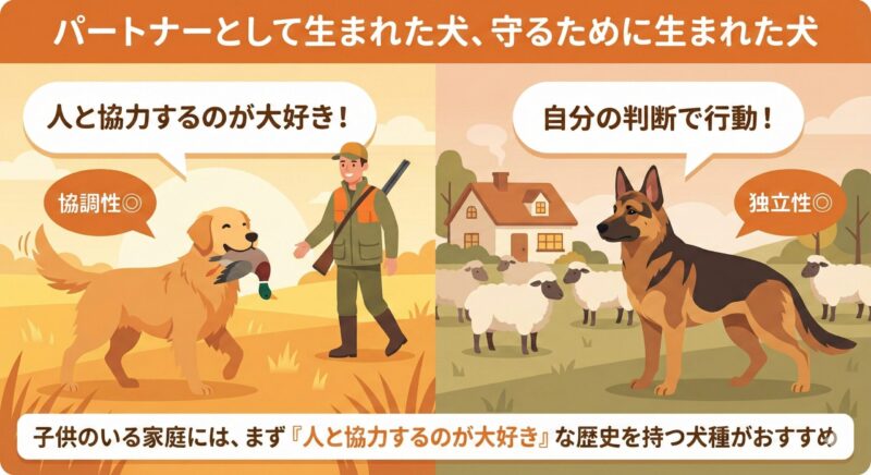 リビングでくつろぐ大型犬と家族