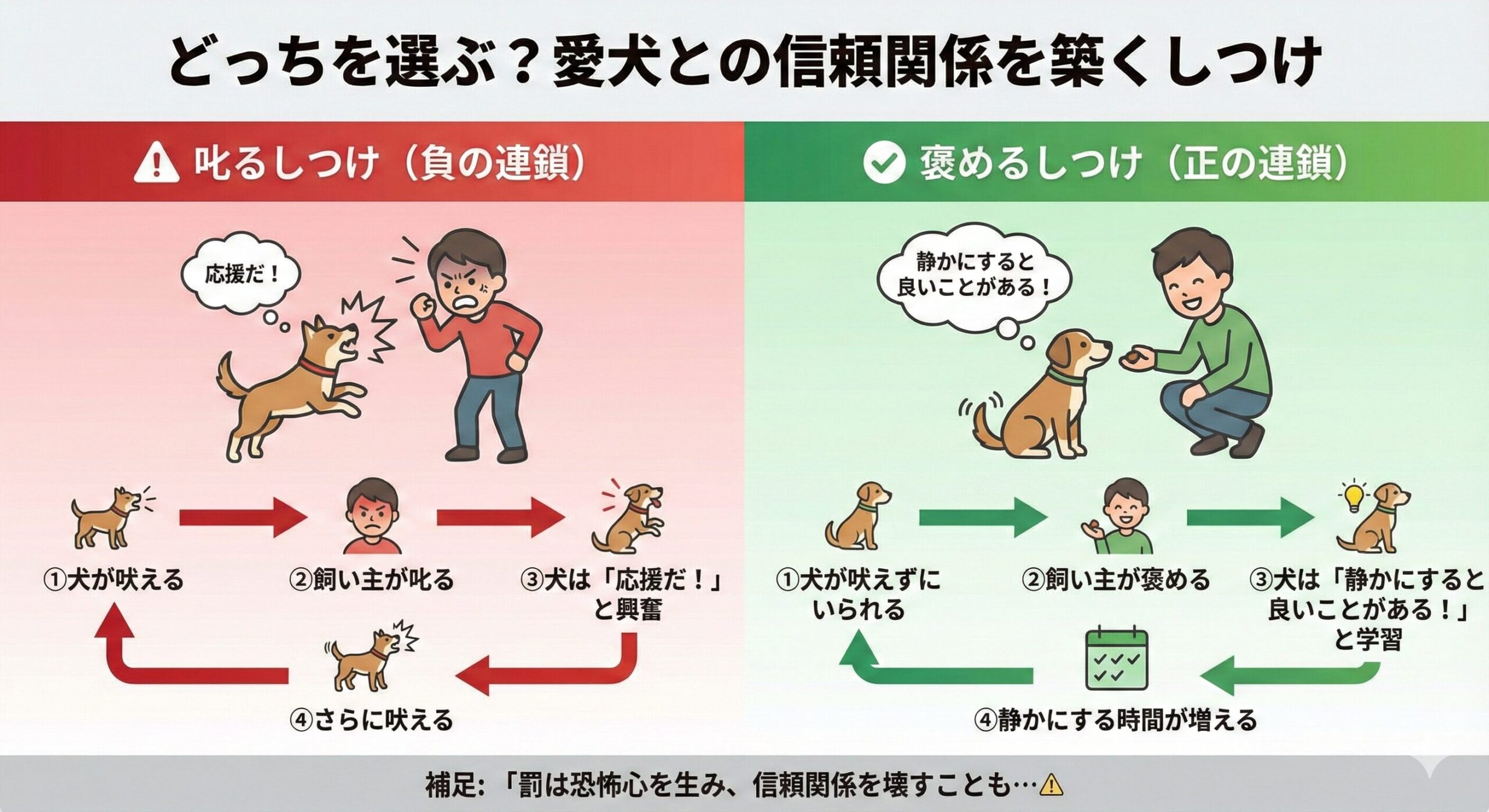 陽性強化トレーニングのイメージ：飼い主とアイコンタクトを取る穏やかな犬