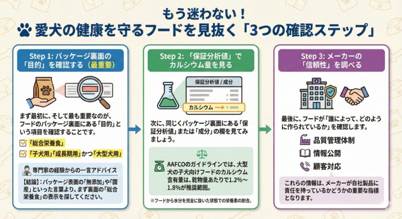 愛犬の健康を守るフードを見抜く「3つの確認ステップ」