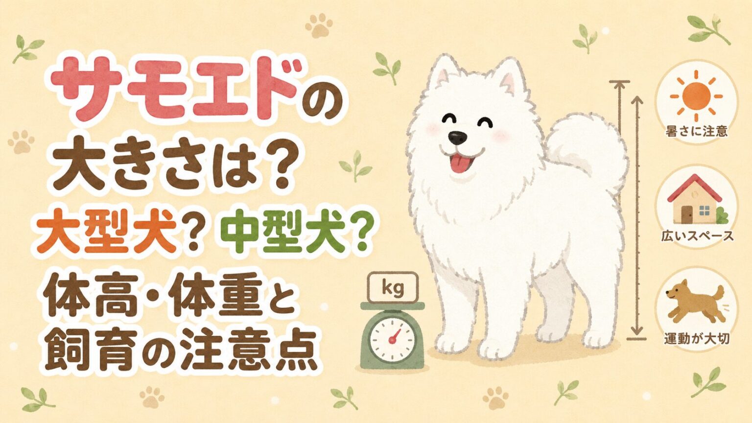 サモエドの体高・体重と中型犬・大型犬の比較