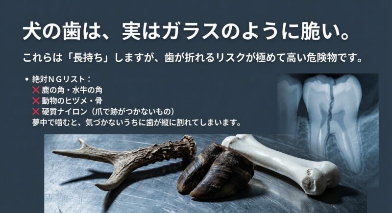 獣医師が警告する、鹿の角、ヒヅメ、硬質ナイロンなど、犬の歯が折れる原因となる危険なおもちゃの一覧